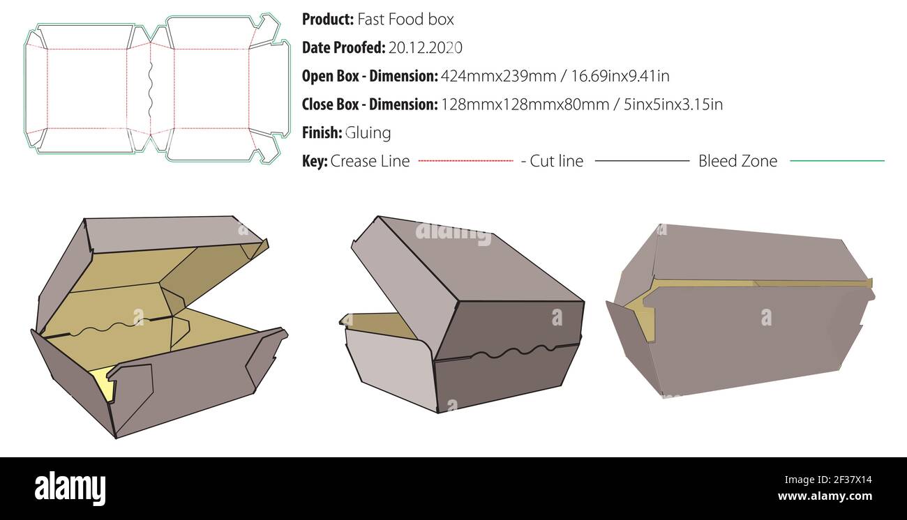 Fast Food - BURGER Box design template collage découpe - Vector Illustration de Vecteur
