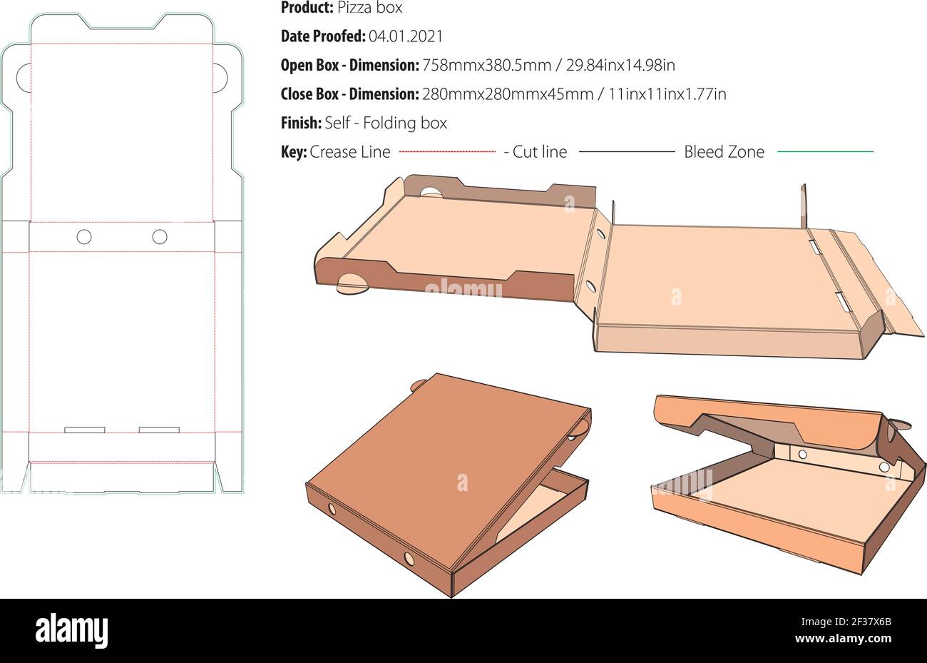 Boîte à pizza, petit modèle d'emballage à fermeture automatique, vecteur de  découpe Image Vectorielle Stock - Alamy