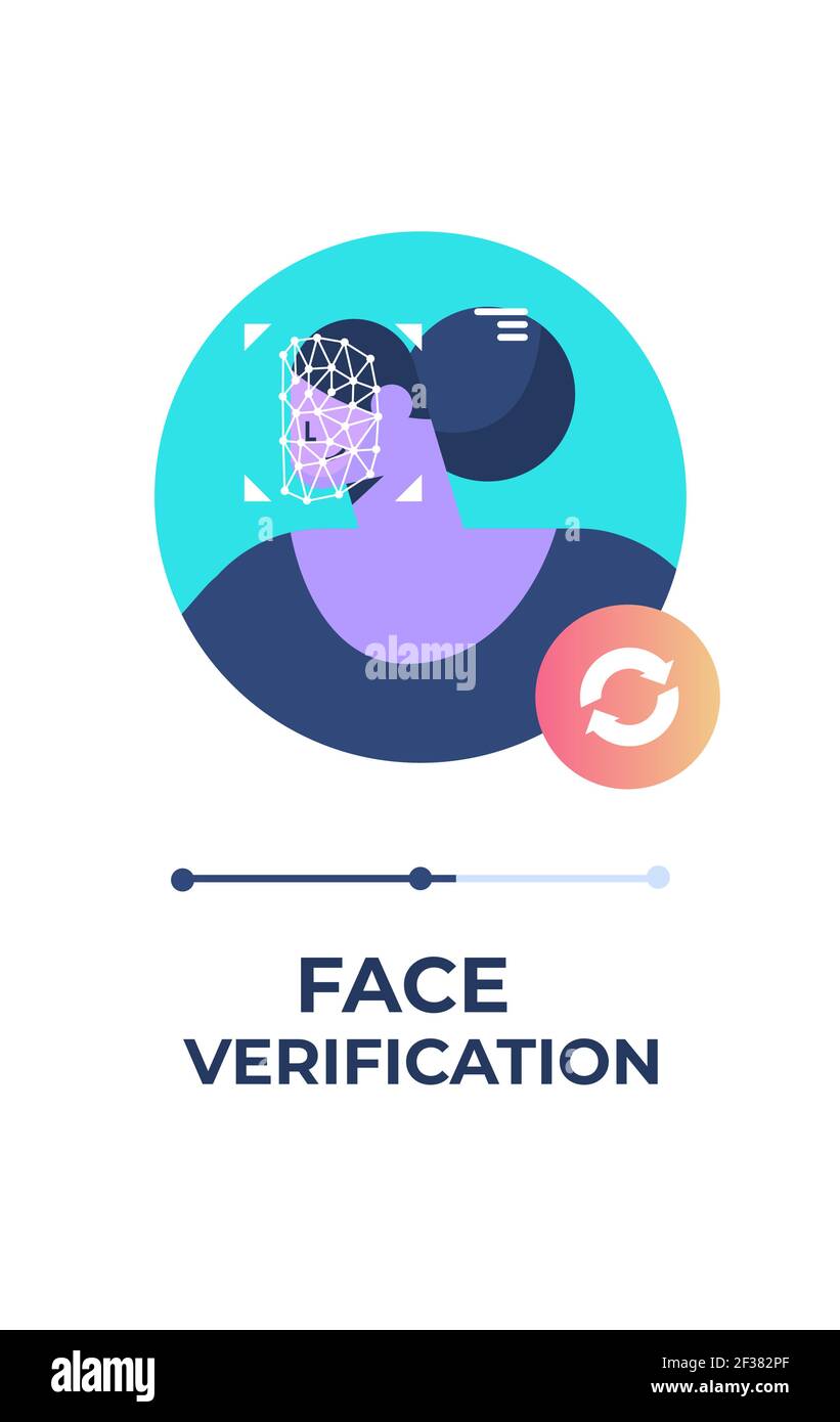 femme personnage visage vérification identité numérisation processus de reconnaissance faciale personnel concept d'accès id Illustration de Vecteur
