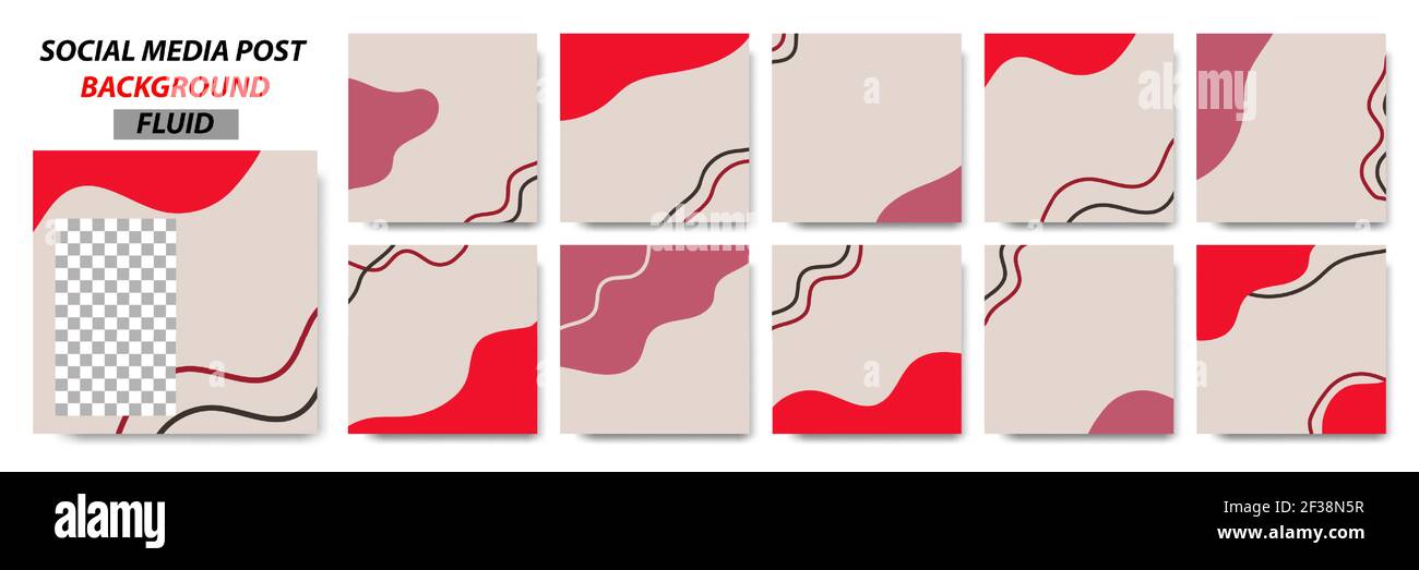 Définir l'ensemble de l'arrière-plan du modèle de mise en page de bannière carrée de couleur rouge avec un motif de ligne et d'onde Illustration de Vecteur
