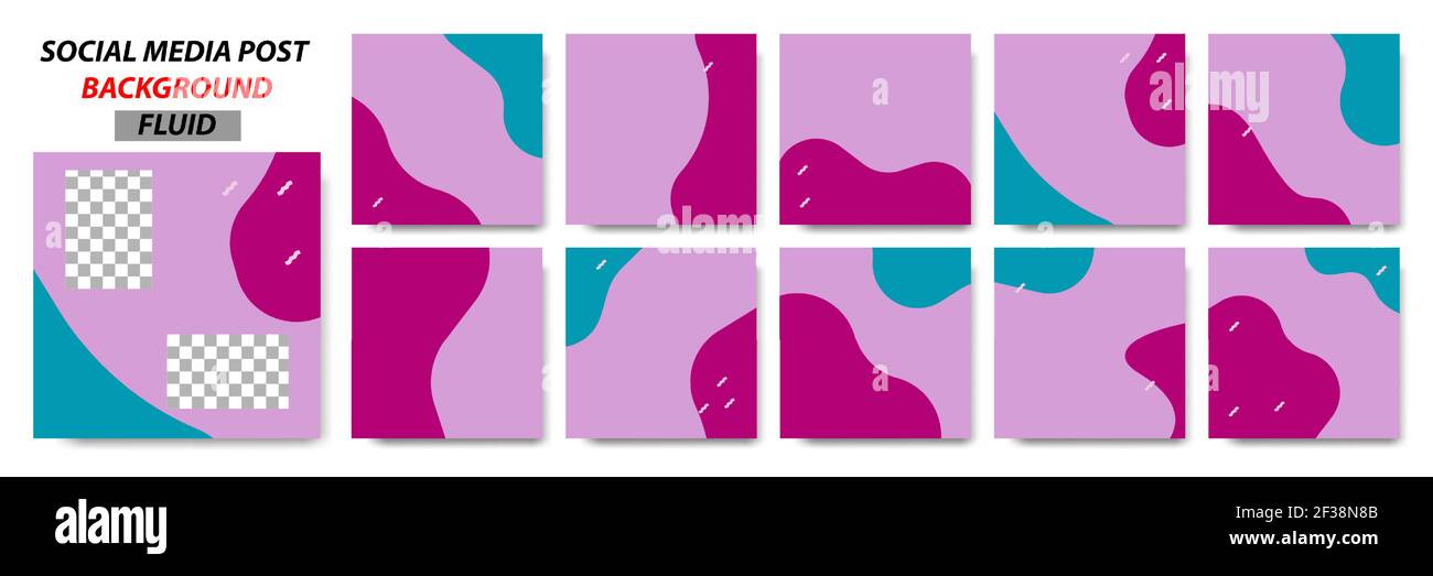 Définissez l'arrière-plan du modèle de mise en page de bannière carrée en violet, vert et motif à points memphis Illustration de Vecteur