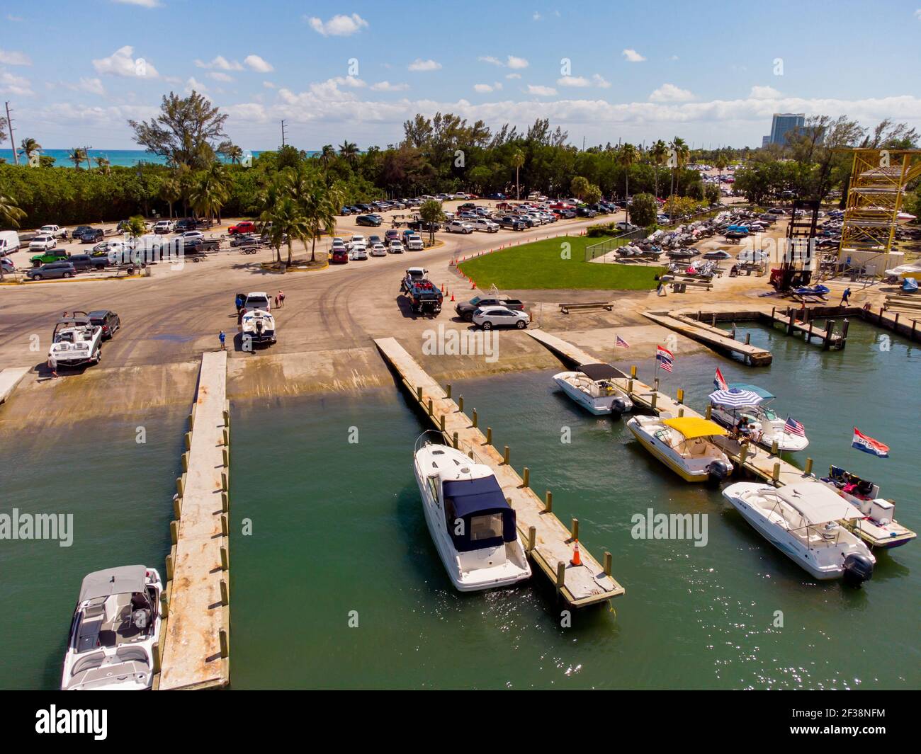 Miami bateau rampe scène week-end Banque D'Images