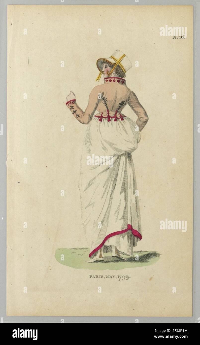 Imprimé, assiette de robe mode avec veste Spencer, 1799 Banque D'Images