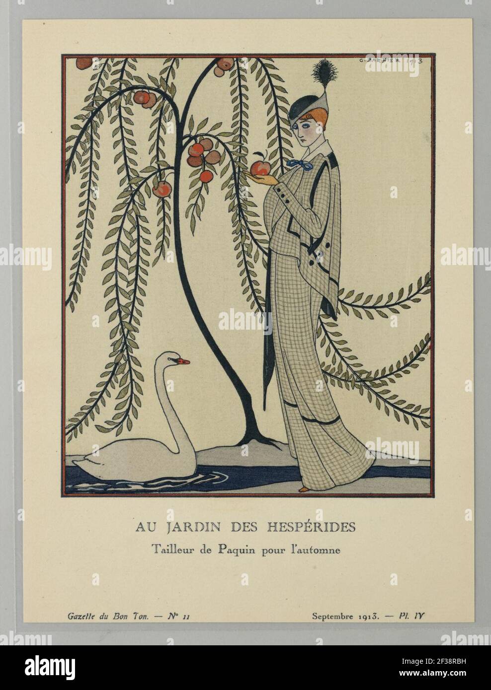 Print, Gazette du bon ton (Journal of Good Taste), vol. 1, n° 11, au jardin des Hespérides (jardin des Hesperides), planche 4, septembre 1913 Banque D'Images