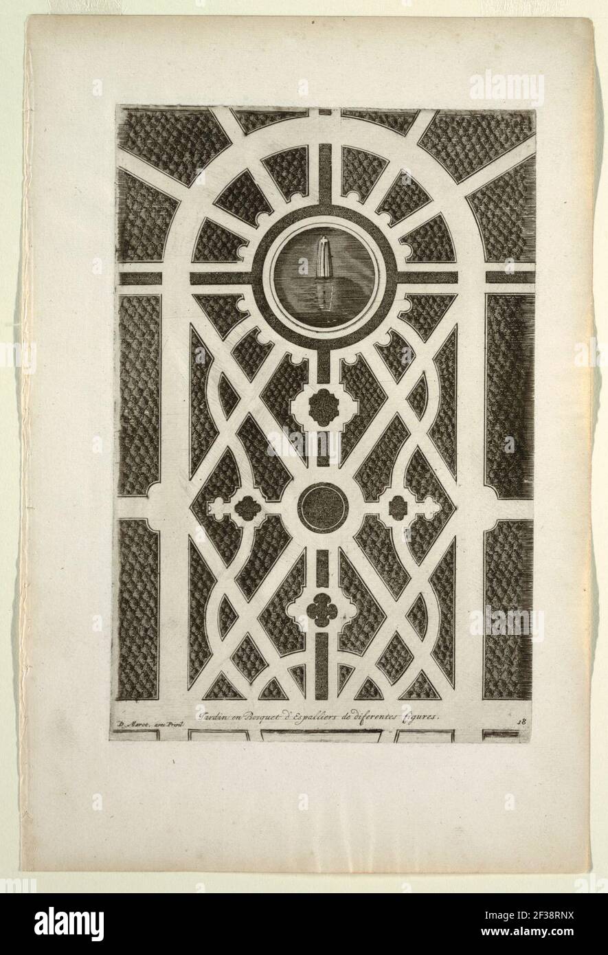 Print, jardin en Bosquet d'Espaliers de diferentes figures (jardin des Espaliersdes différentes formes), à Nouveaux Livre de parterres contenant 24 pensséz diferantes (Nouveau Livre des dessins et modèles) Banque D'Images