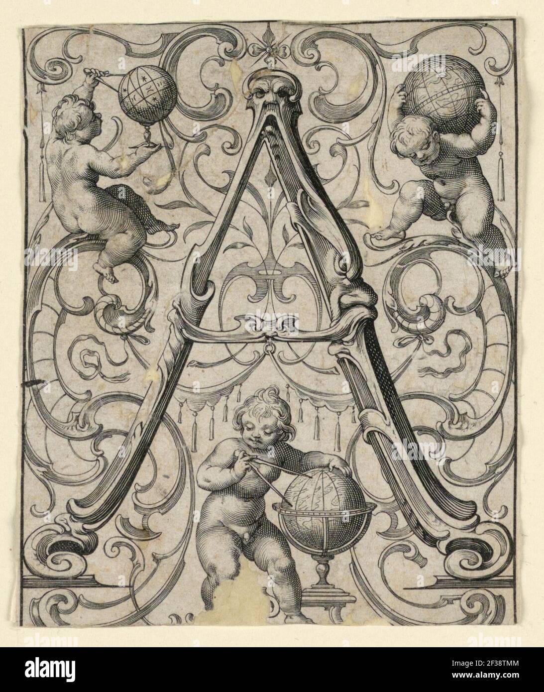 Imprimé, panneau avec la lettre ''A'' du ''Neyes ABC Büechlein'', 1627 Banque D'Images