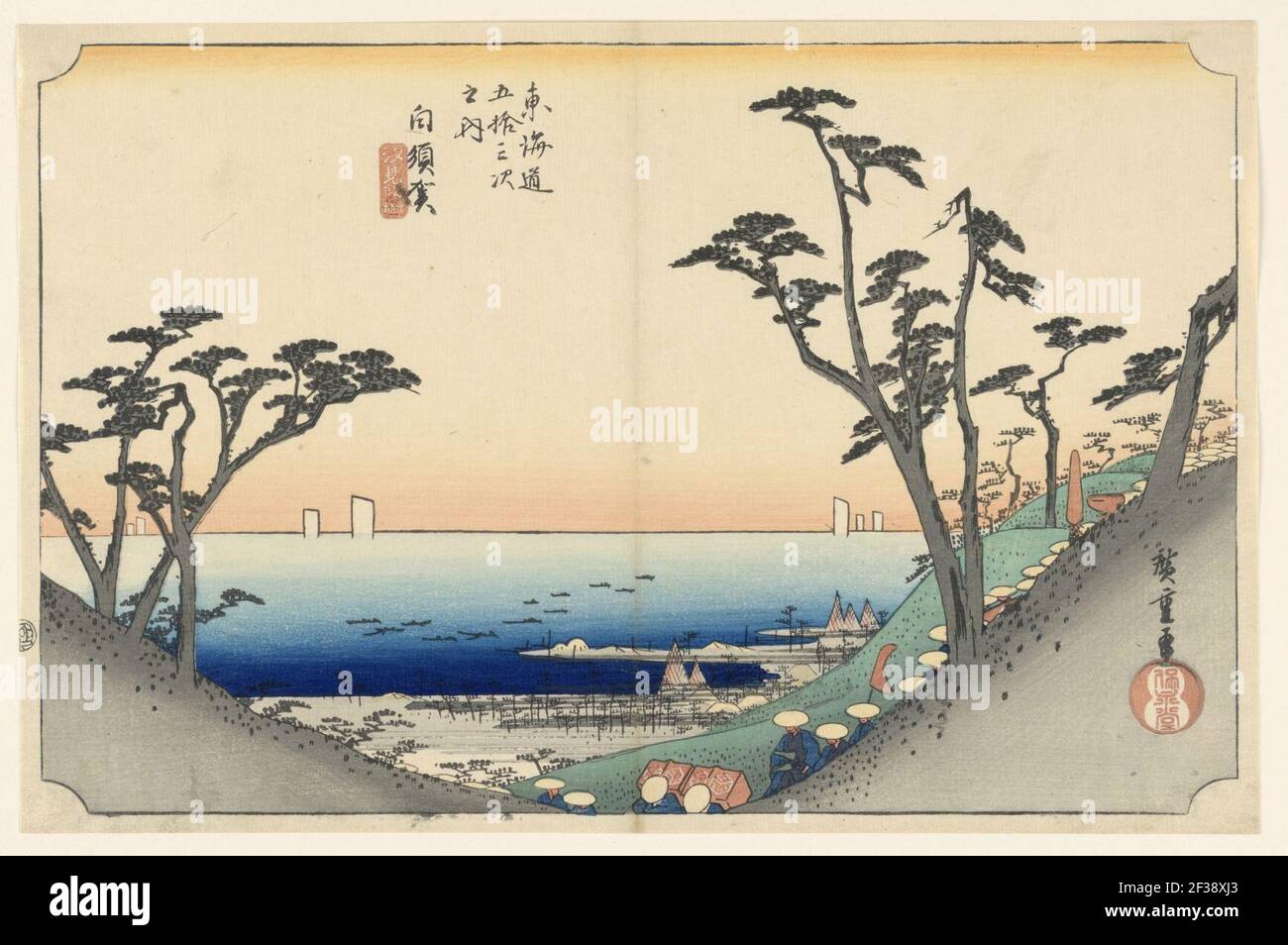 Print, Shirasuka Pass, dans les cinquante-trois stations de la route Tokaido (Tokaido Gojusan Tsugi-no Uchi), ca. 1834 Banque D'Images