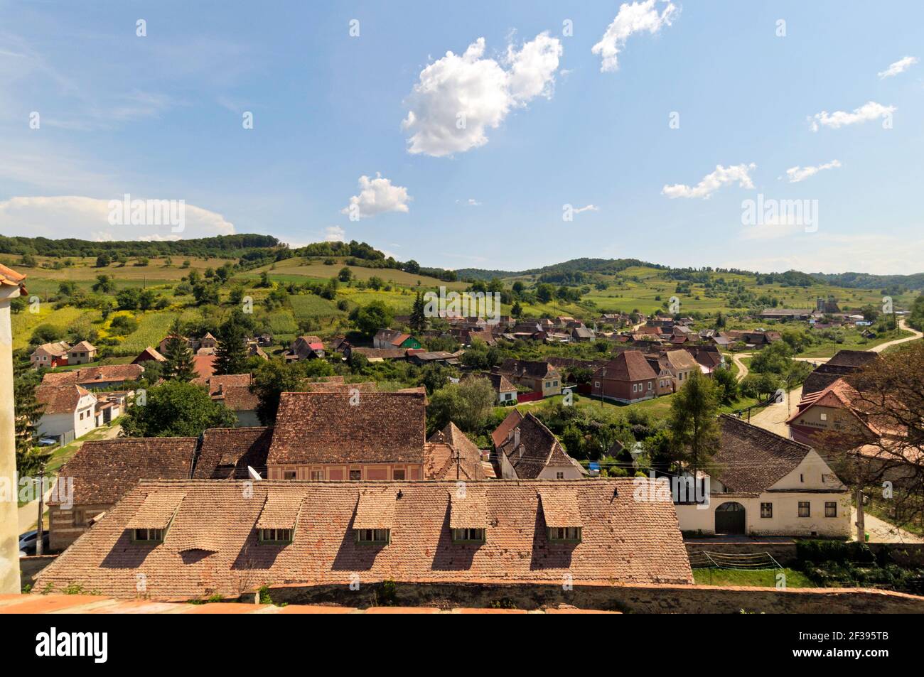 Beau paysage dans le village de Biertan, Roumanie Banque D'Images