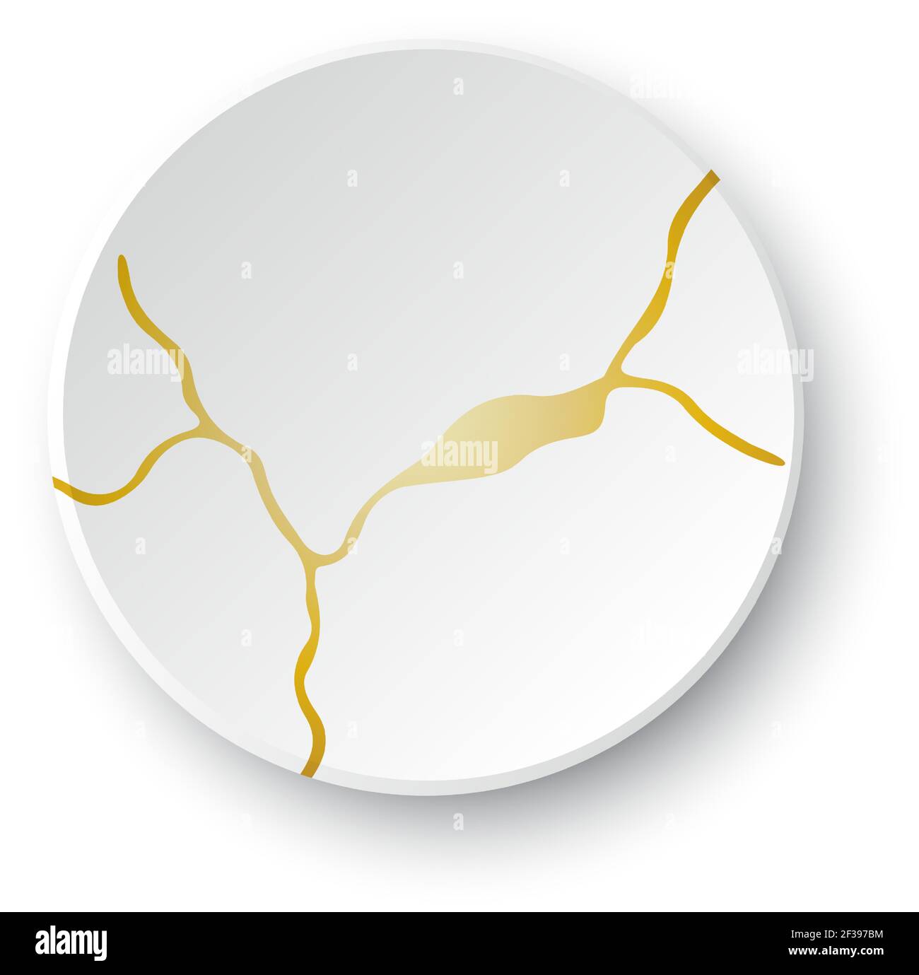Fissure Kintsugi or. Effet cassé et craquelé, craquelure et texture endommagée. Les illustrations vectorielles peuvent être utilisées pour les décorations kintsugi, les arts muraux Illustration de Vecteur
