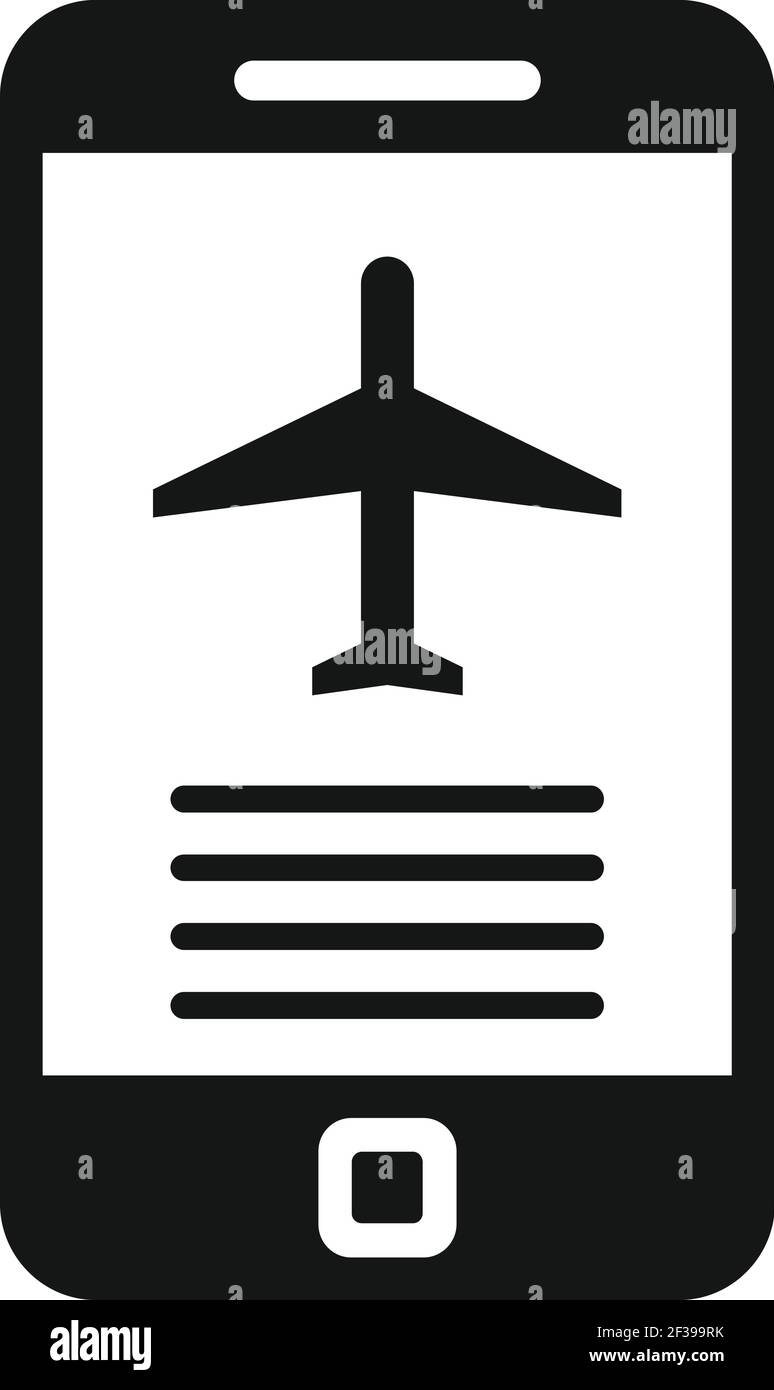 Icône de billet d'avion téléphonique, style simple Illustration de Vecteur