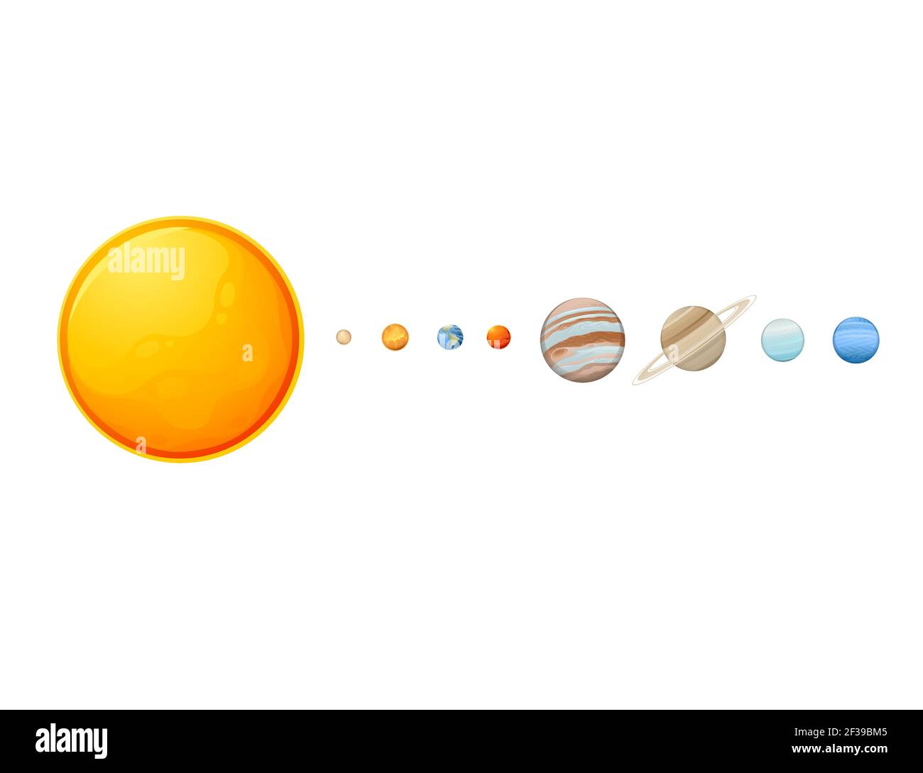 Système solaire avec soleil et planètes objets espace illustration vectorielle sur fond blanc Illustration de Vecteur