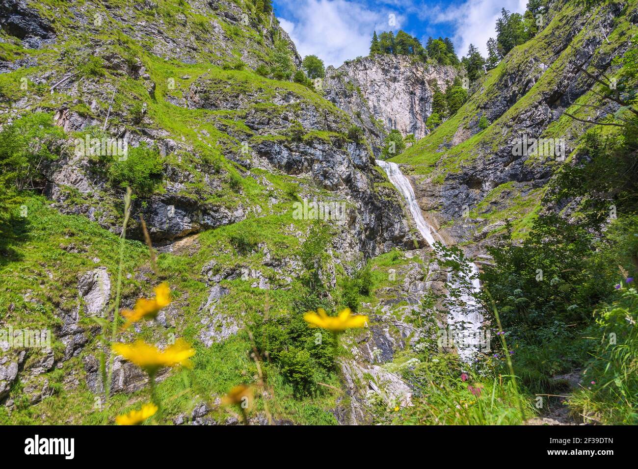 Géographie, Allemagne, Bavière, Bad Hindelang, Hirschbachtobel (Hirschbach ravine), Cascade, droits-supplémentaires-autorisations-Info-non-disponible Banque D'Images