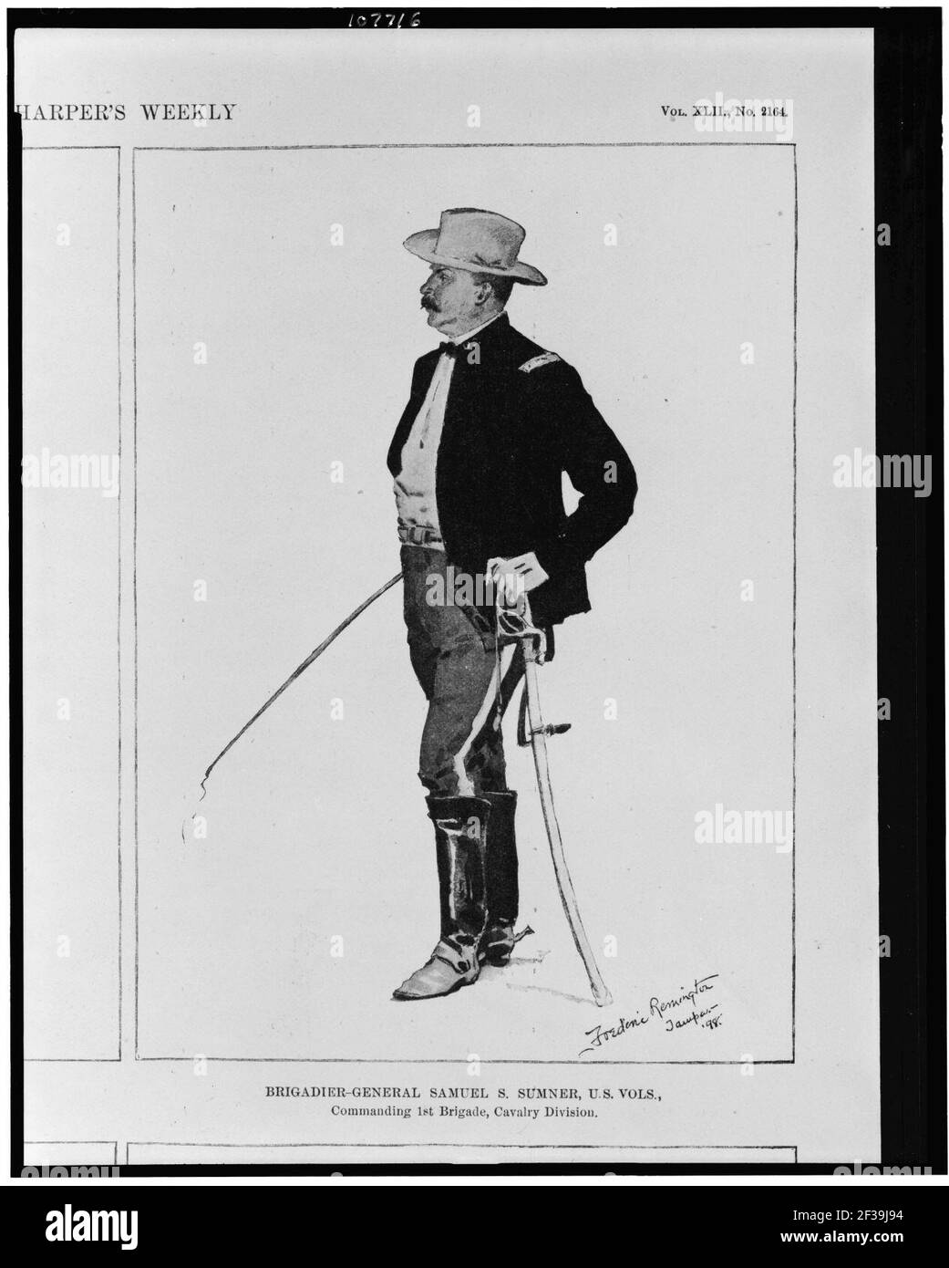 Officiers éminents maintenant à Tampa, Floride. Brigadier-général Samuel S. Sumner, U.S. Vola., commandant la 1re Brigade, division Cavalry - tiré de la vie par Frédéric Remington, artiste spécial pour Banque D'Images