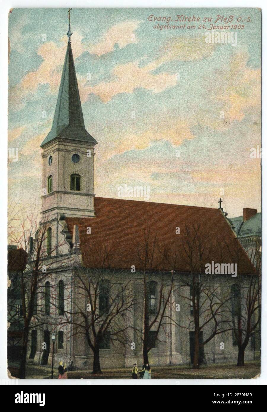 Église protestante de Pszczyna avant 1905. Banque D'Images