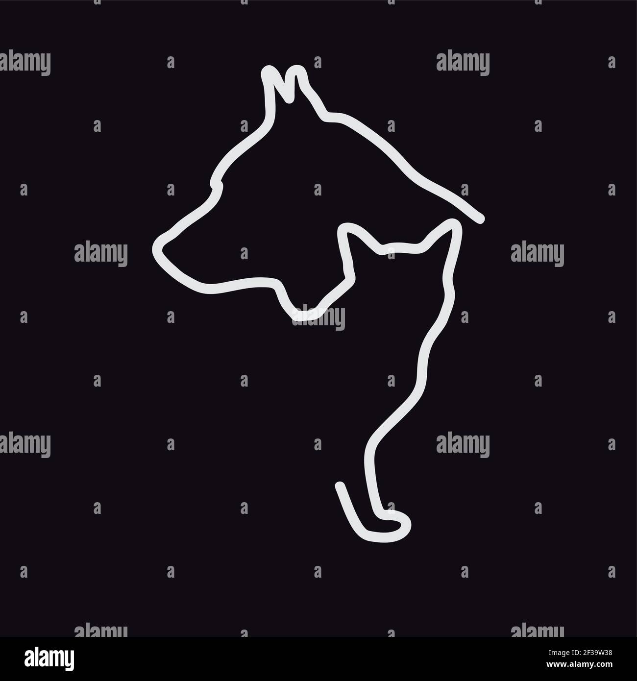 Vector logo vétérinaire, chien abstrait et chat sur le style linéaire Illustration de Vecteur