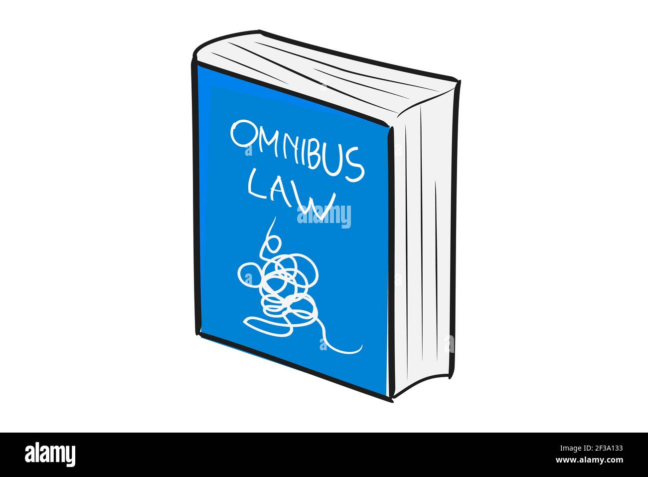 Illustration de la loi Omnibus Commitcated, Blue Hand Draw Sketch Bigbook, at avec arrière-plan Illustration de Vecteur