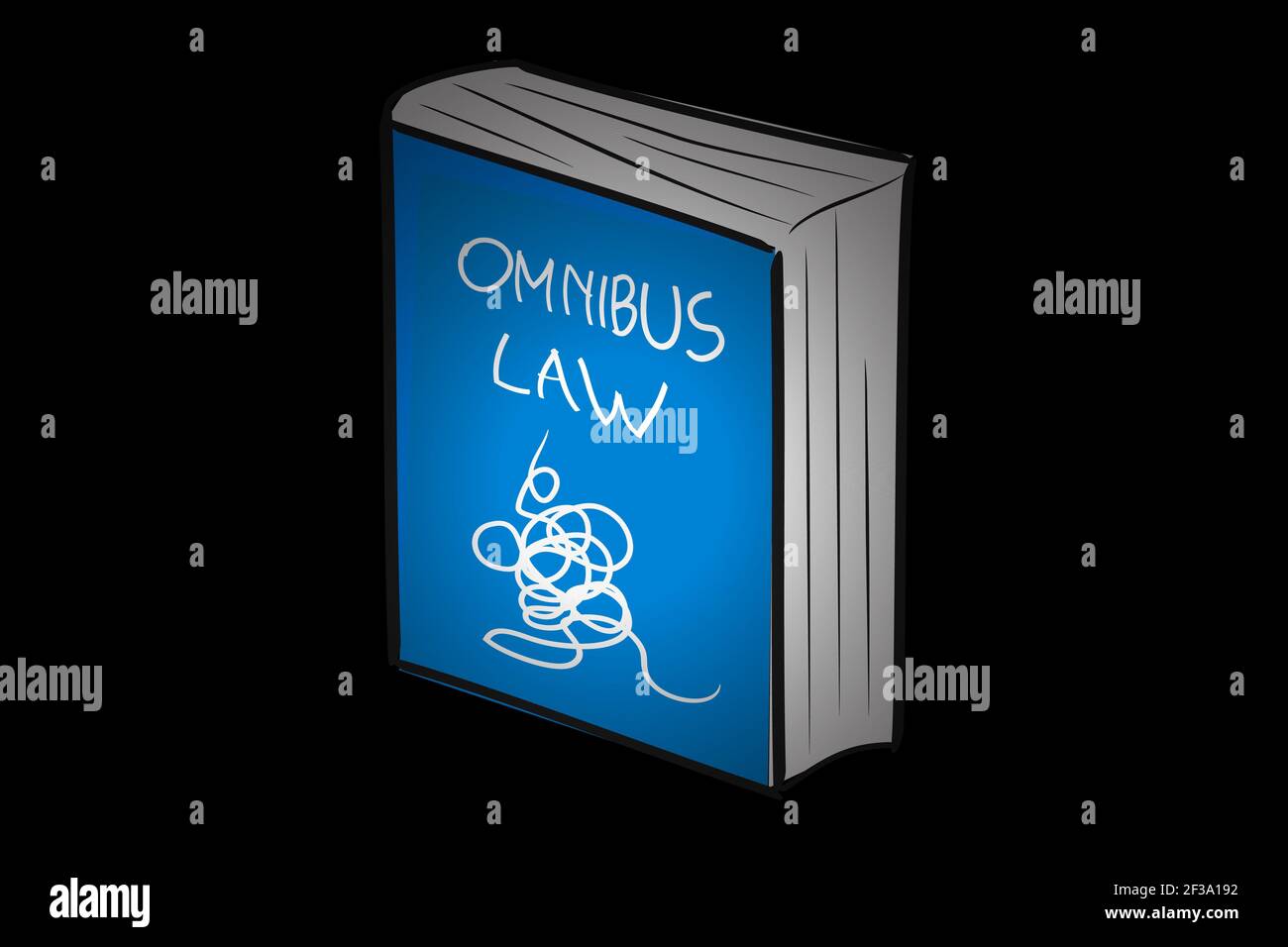 Illustration de la loi Omnibus Commitcated, Blue Hand Draw Sketch Bigbook, at avec arrière-plan Illustration de Vecteur