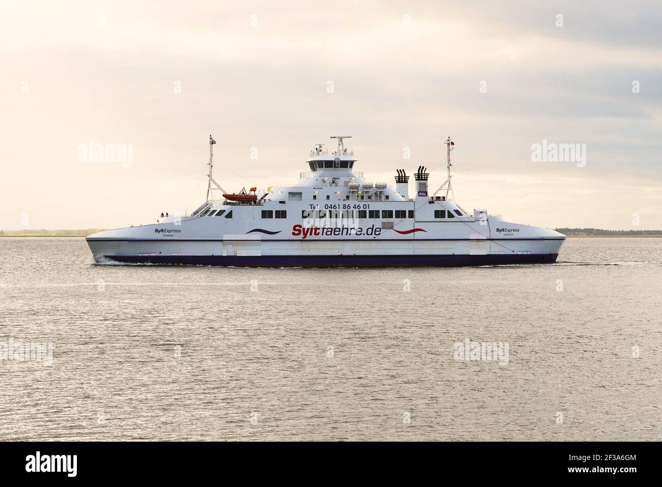 Ferry de Sylt près du port de Havneby sur l'île danoise de Rømø dans la mer des Wadden. Liaison itinéraire de voyage à l'île de Sylt en Allemagne. Banque D'Images