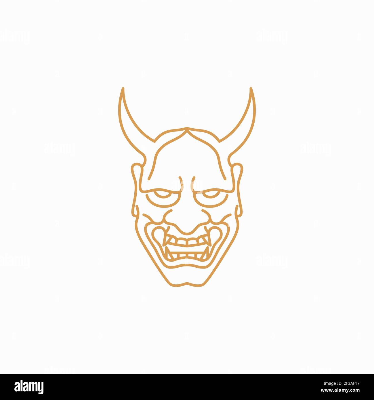 Logo du masque Oni du démon japonais Illustration de Vecteur