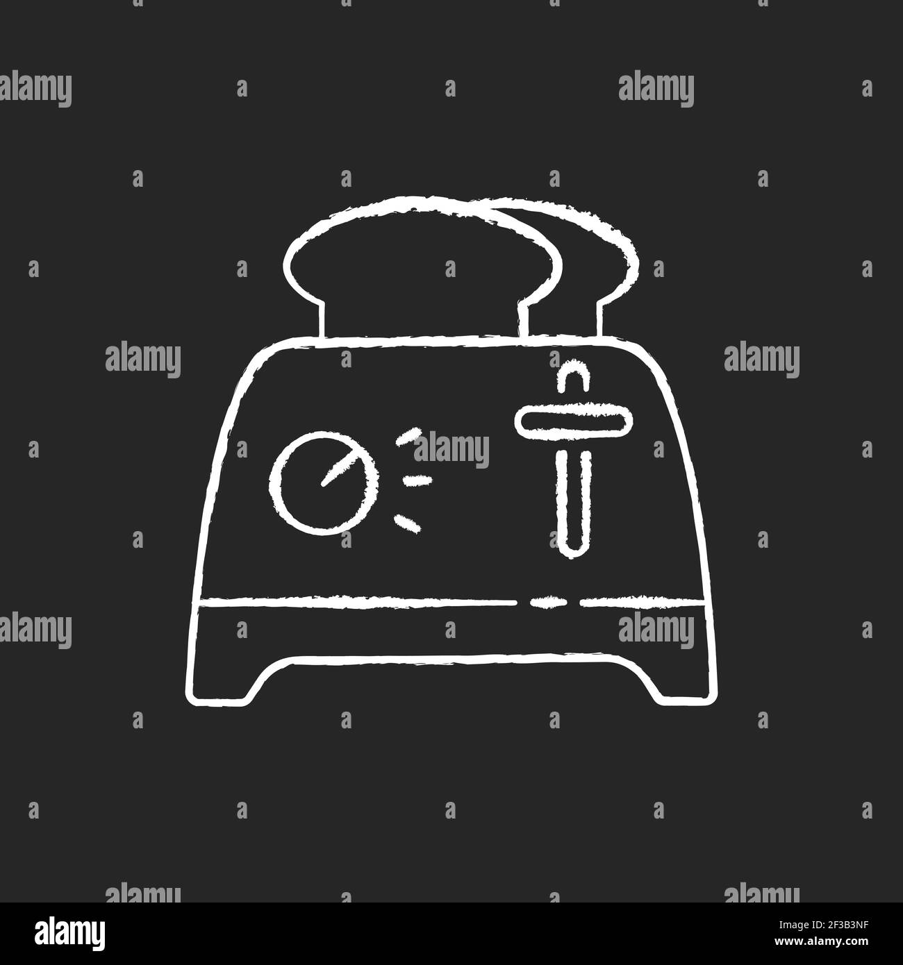 Grille-pain craie icône blanche sur fond noir Illustration de Vecteur