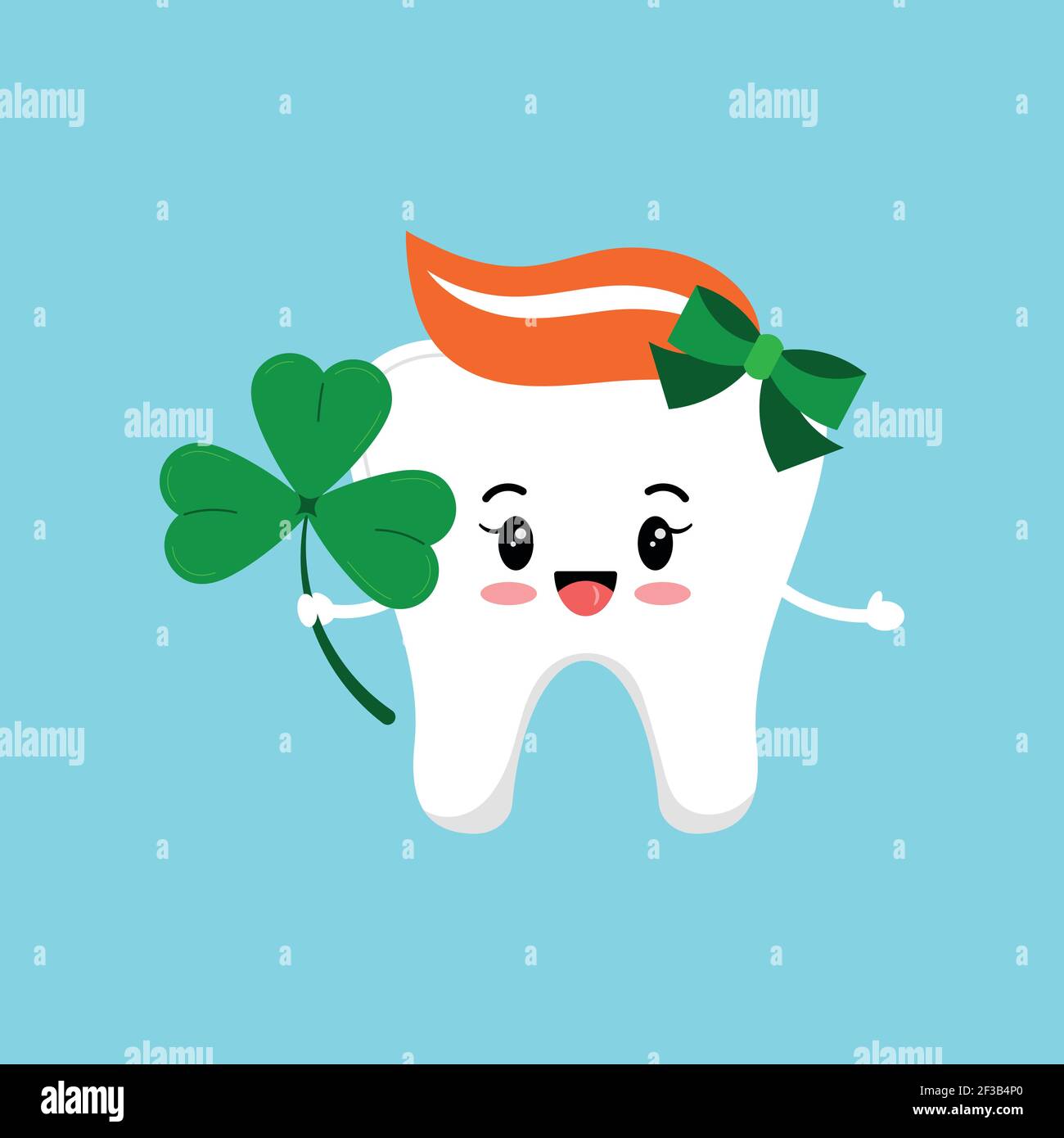 St Patrick mignon dent dentaire fille icône isolée. Illustration de Vecteur