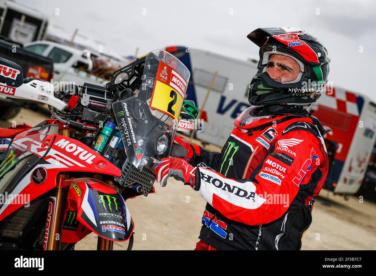 GONCALVES Paulo (por), Honda, Monster Energy Honda Team 2019, Motul, moto, portrait pendant le Dakar 2019, étape 1 Lima à Pisco, pérou, le 7 janvier - photo Florent Gooden / DPPI Banque D'Images