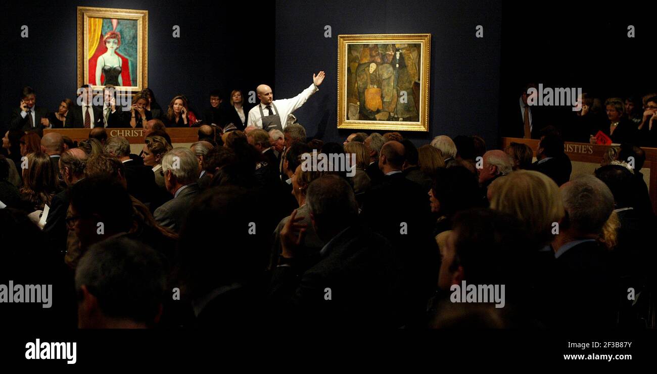 EGON SCHIELE (1890-1918) PROZESSION... n'a pas vendu la dernière offre de 4.5 mil à l'Impressionist et la vente d'art moderne à Christies London pic David Sandison Banque D'Images