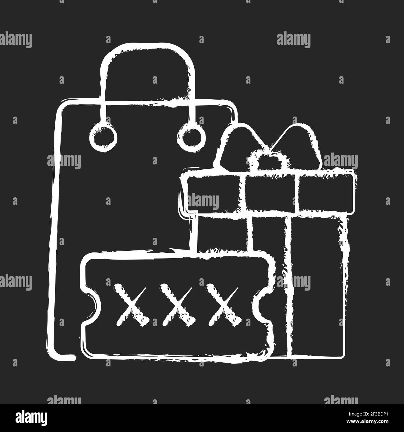 Code promotionnel pour l'achat de la craie bonus icône blanche sur noir arrière-plan Illustration de Vecteur