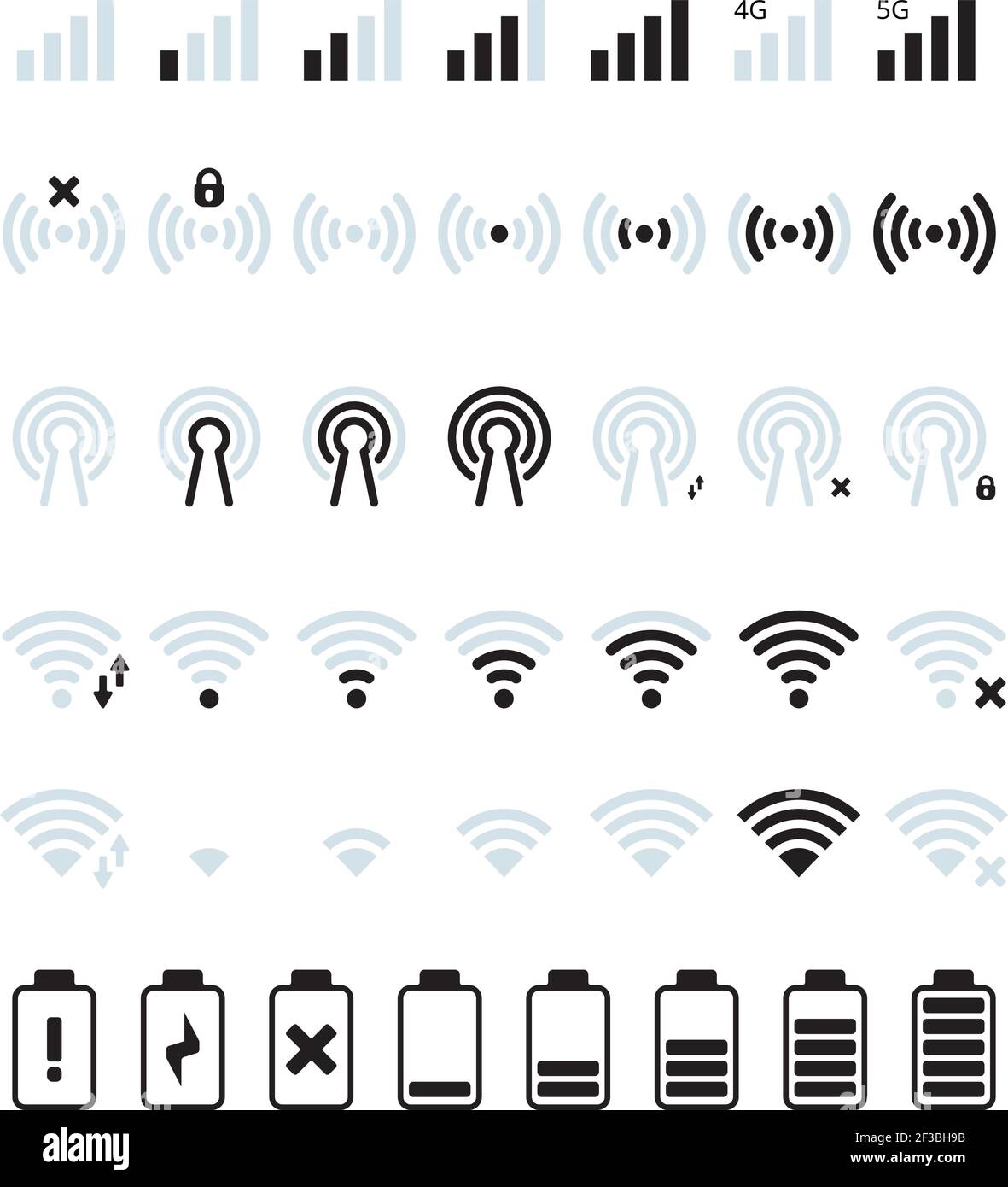 Signal mobile du téléphone. Wi-Fi et barre d'état mobile icône de connexion GSM niveau de batterie images vectorielles Illustration de Vecteur
