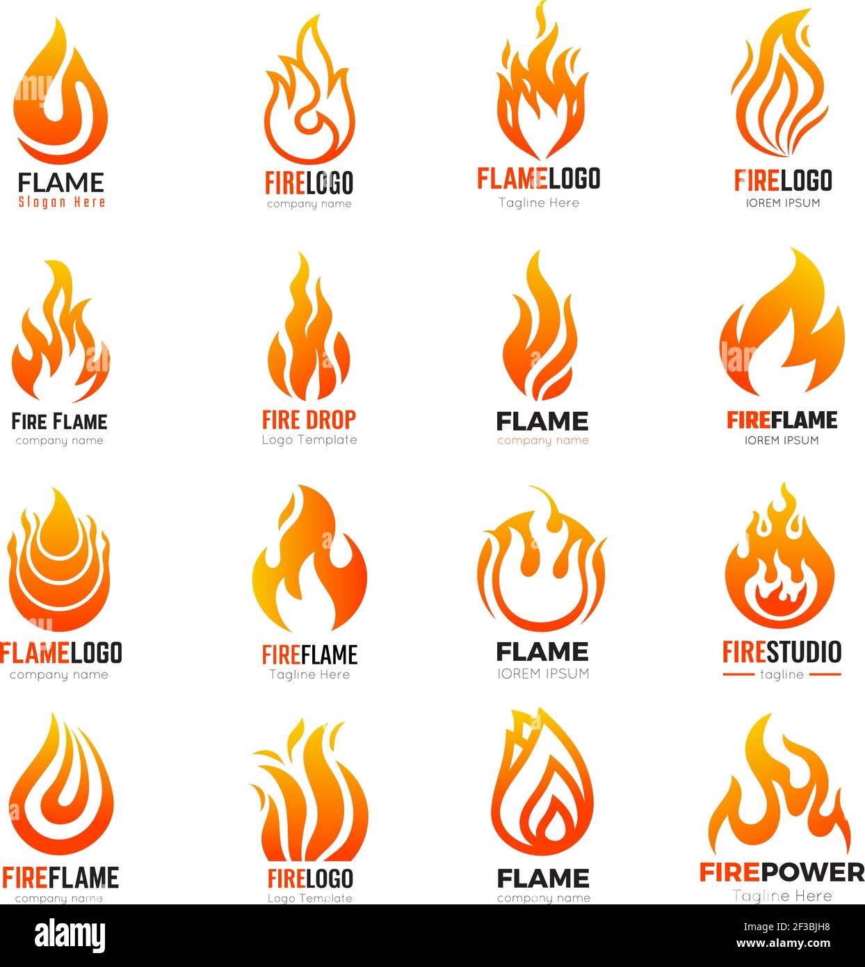 Logo Fire. Flamme brûlante vecteur chaud symboles collection identité d'entreprise Illustration de Vecteur