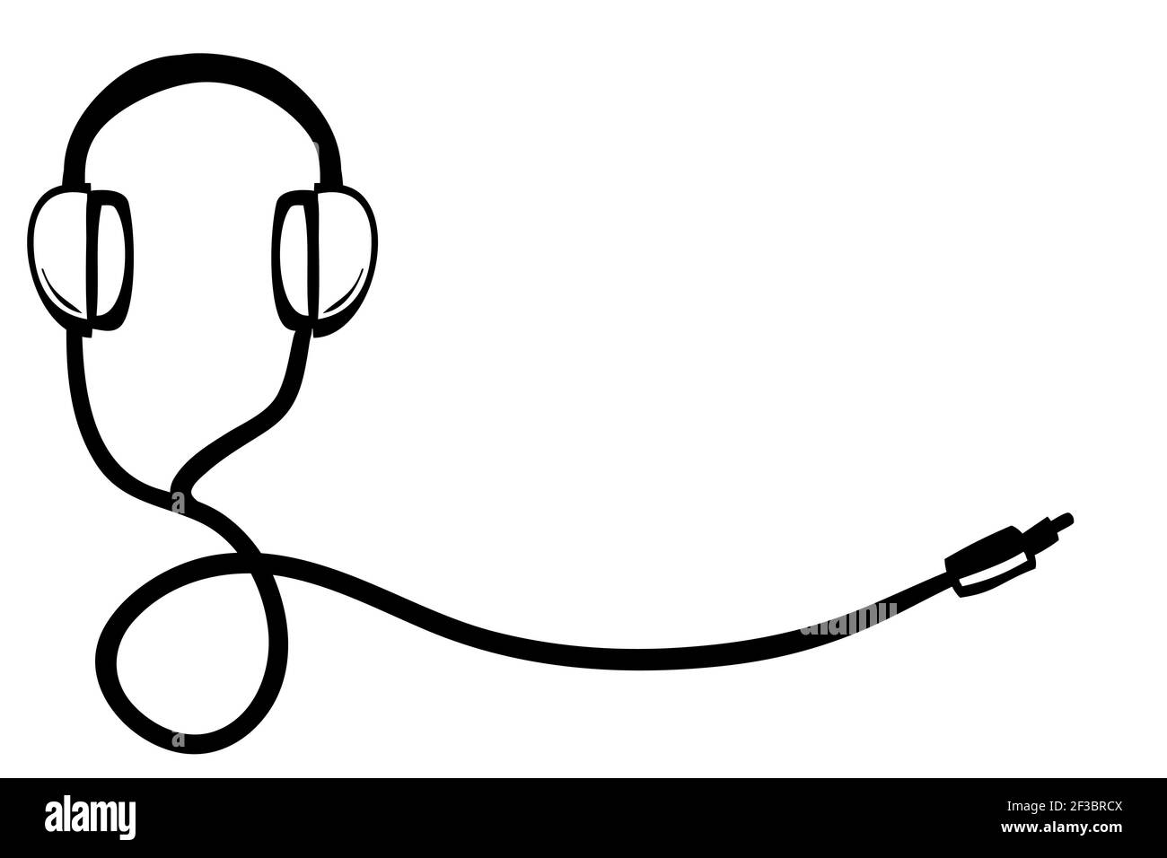 Casque filaire, avec copie ou zone négative, pour le placement du texte, dessin à la main simple Doodle Illustration de Vecteur