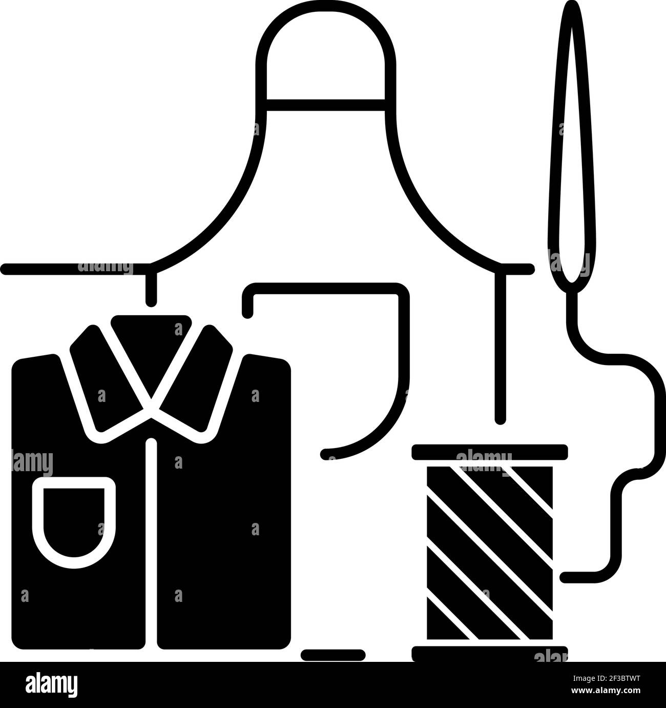 Icône linéaire noire pour la réparation des vêtements de travail Illustration de Vecteur