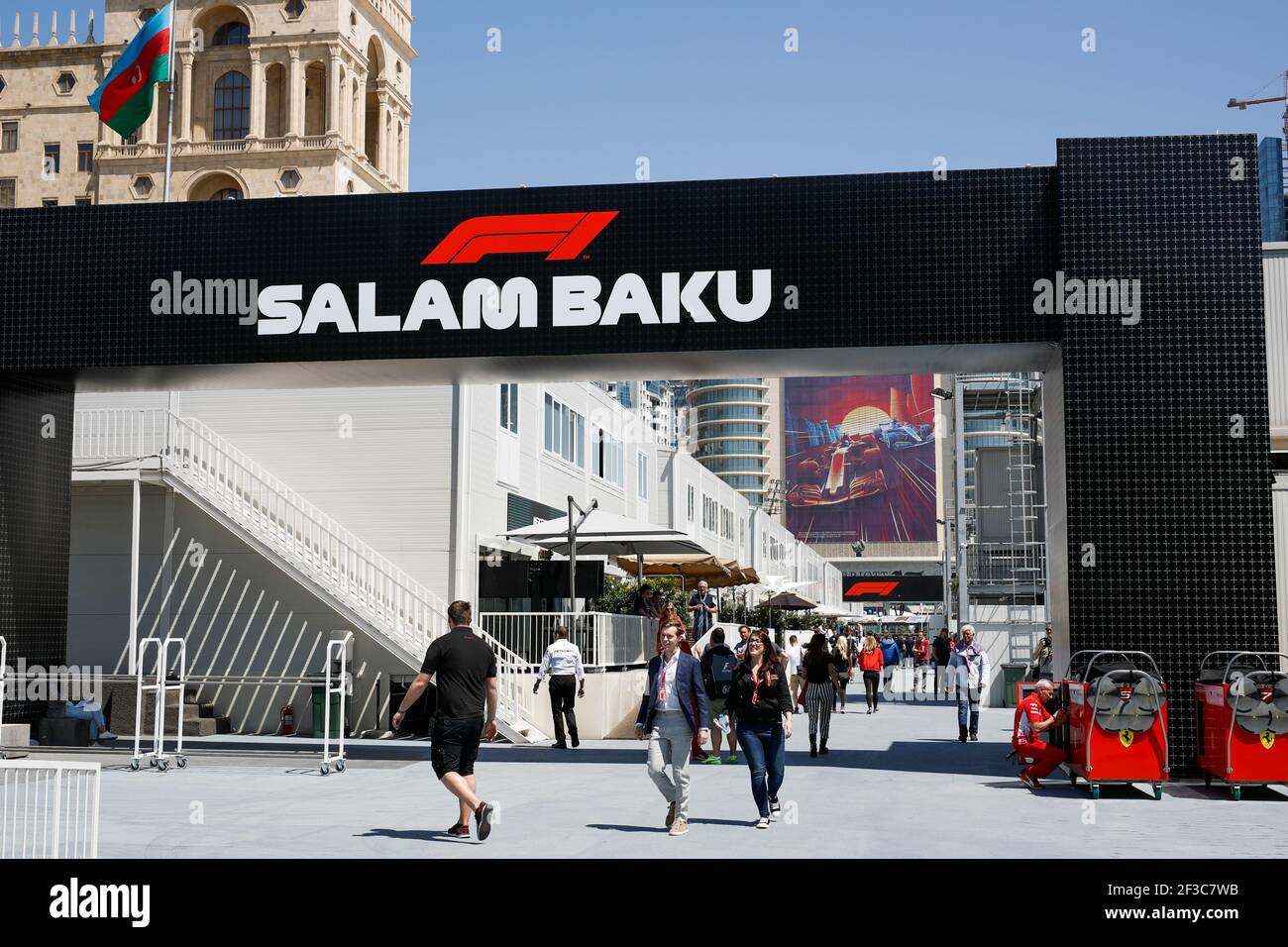 Entrée du paddock pendant le Championnat du monde de Formule 1 2018, Grand Prix d'Europe en Azerbaïdjan du 26 au 29 avril à Bakou - photo Florent Gooden / DPPI Banque D'Images