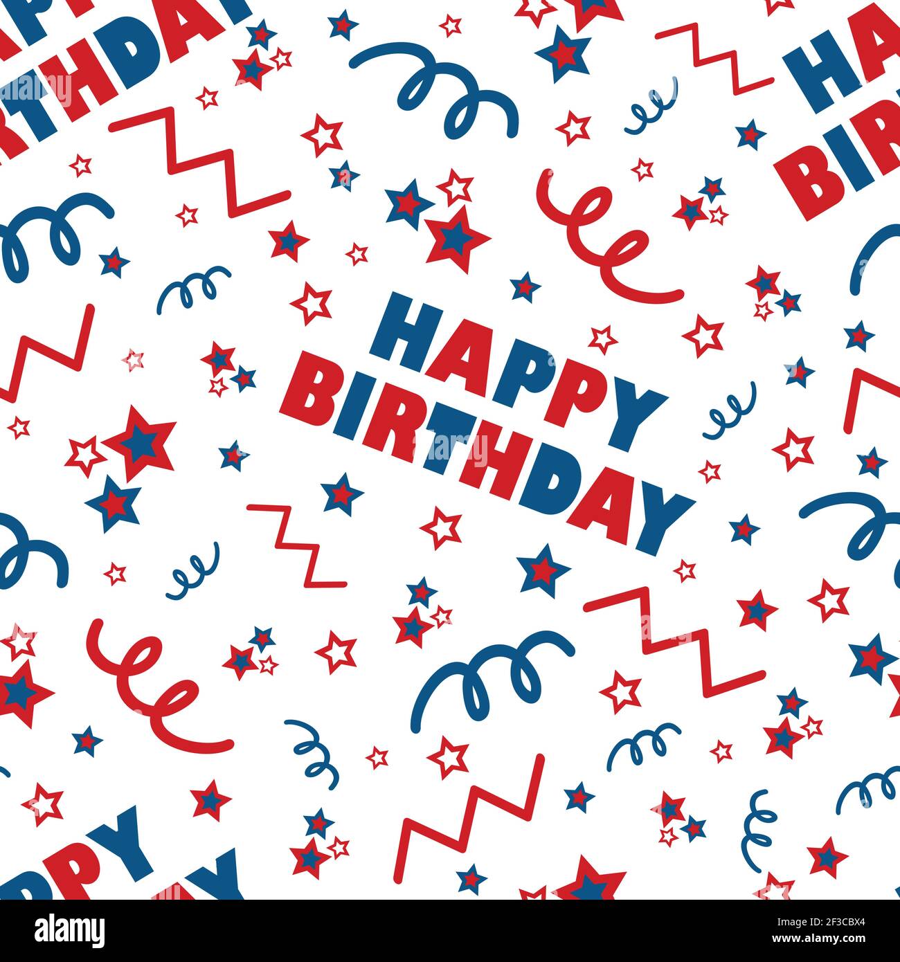 Joyeux anniversaire texte de message d'accueil fond de motif vectoriel sans  couture. Toile de fond rouge, bleu et blanc avec banderoles abstraites,  étoiles et célébration Image Vectorielle Stock - Alamy