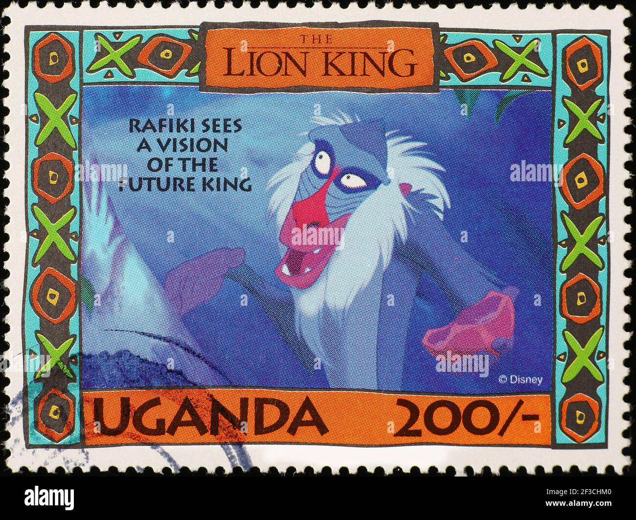 Singe Rafiki du Roi Lion sur timbre-poste Banque D'Images