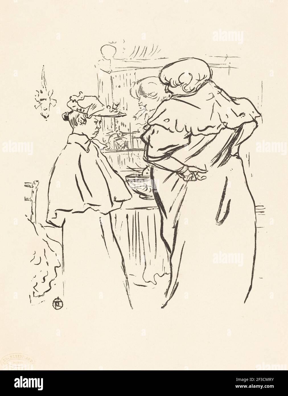 Deux femmes avant un miroir. Observations de la vie quotidienne à l'intérieur d'une maison parisienne où réside Lautrec. Banque D'Images