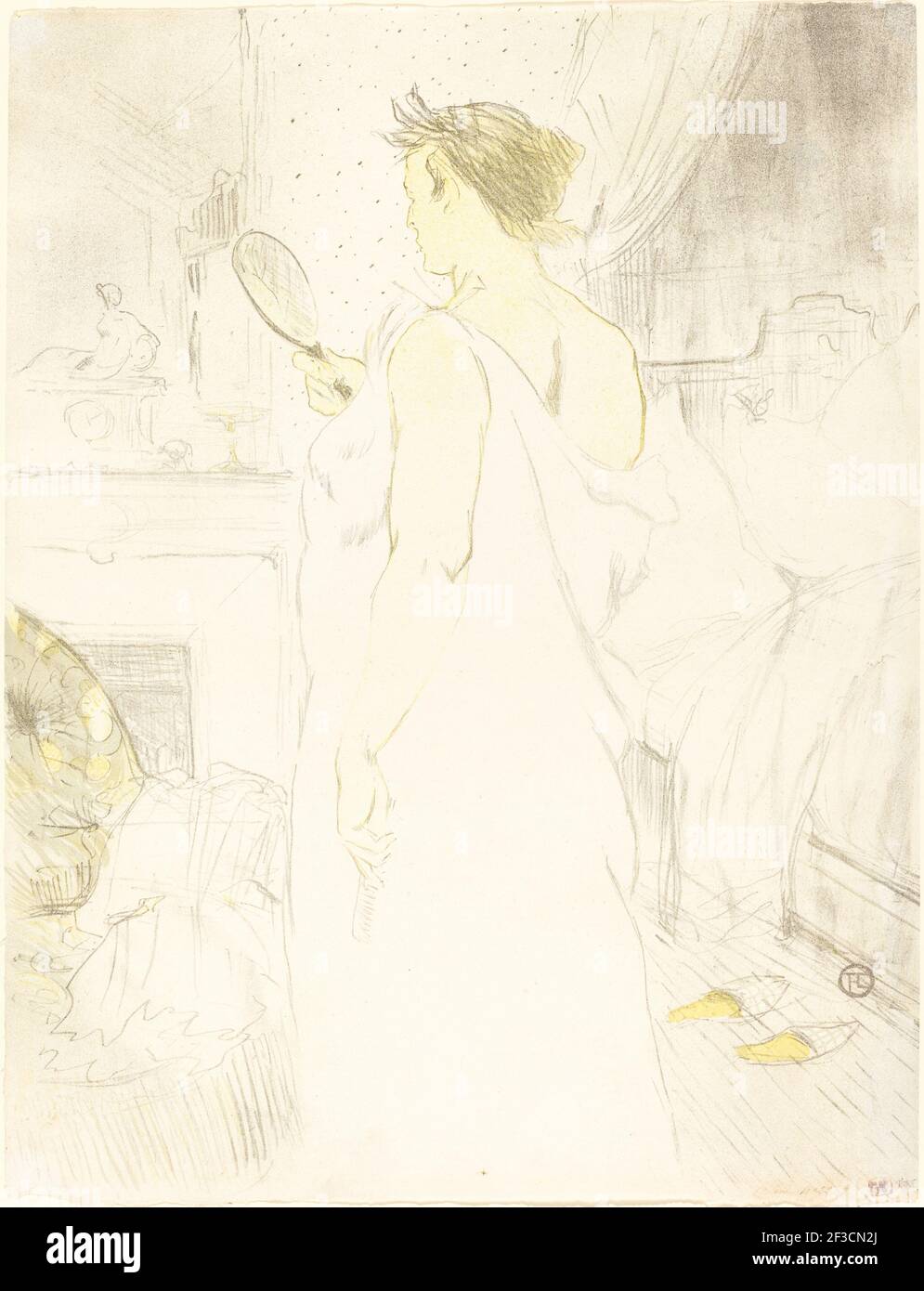 Femme au miroir (femme &#xe0; glace), 1896. Observations de la vie quotidienne à l'intérieur d'une maison parisienne où réside Lautrec. Banque D'Images