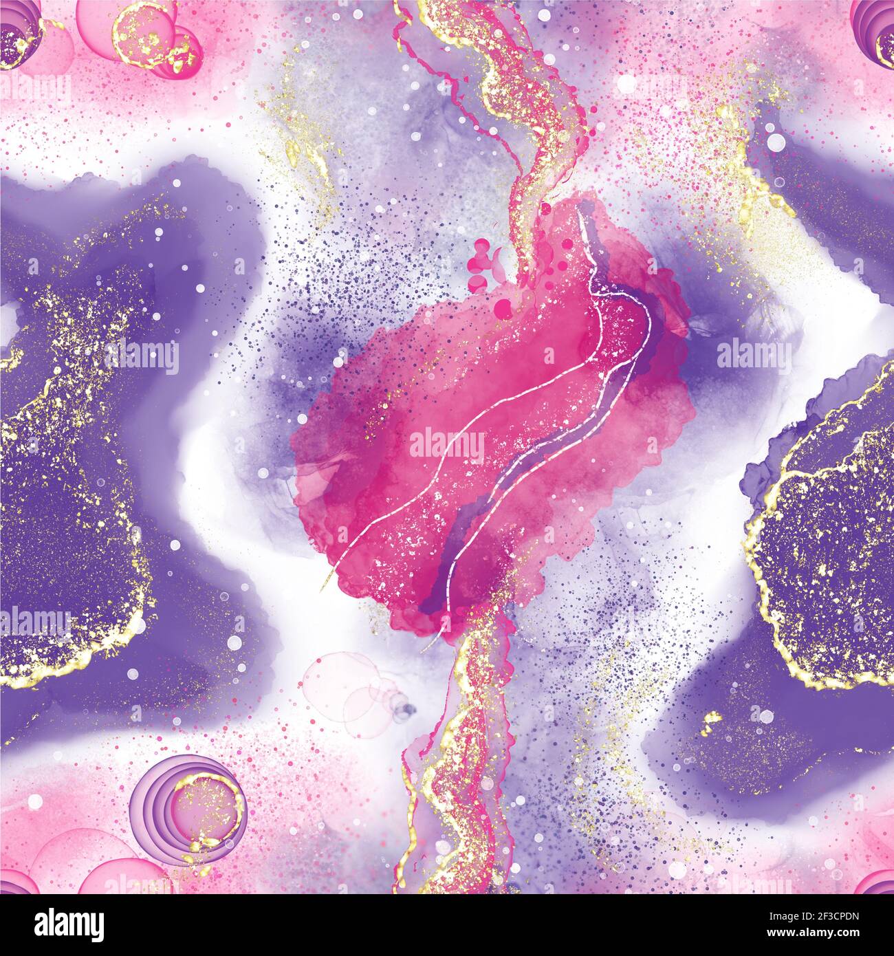 motif fluide rose abstrait avec texture or Banque D'Images