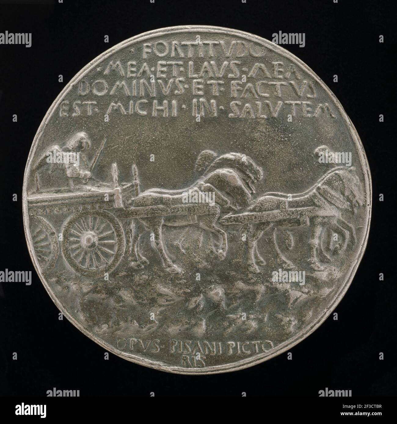Ange dans une voiture tirée par chevaux [inverse], c. 1449. Banque D'Images