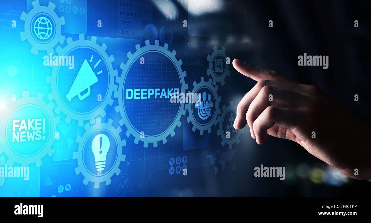 Les fake news profondes l'intelligence artificielle dans le concept de la technologie des médias écran virtuel Banque D'Images