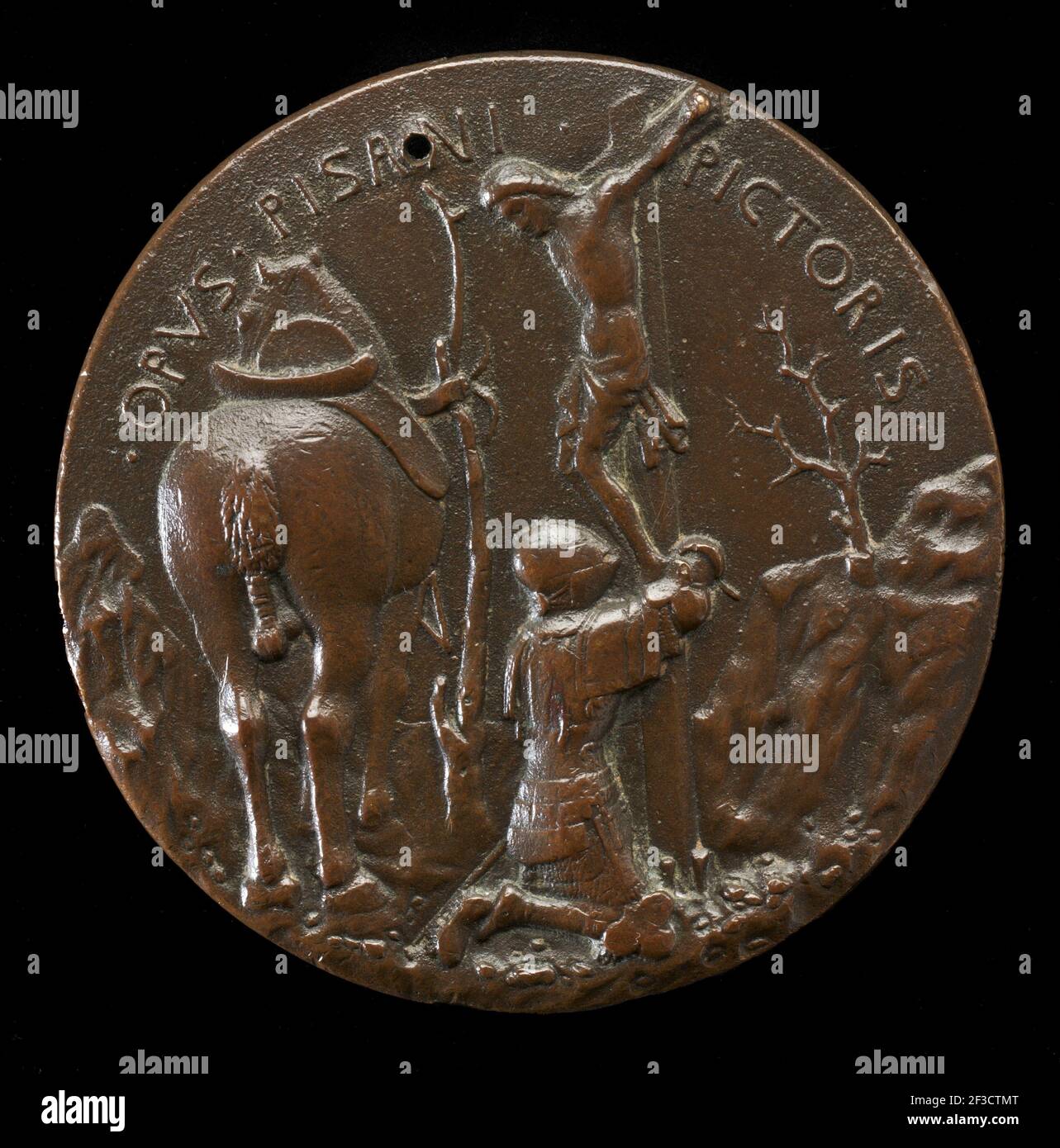 Malatesta dans l'Armure, s'agenouiller devant un Crucifix [en arrière], c. 1445. Banque D'Images