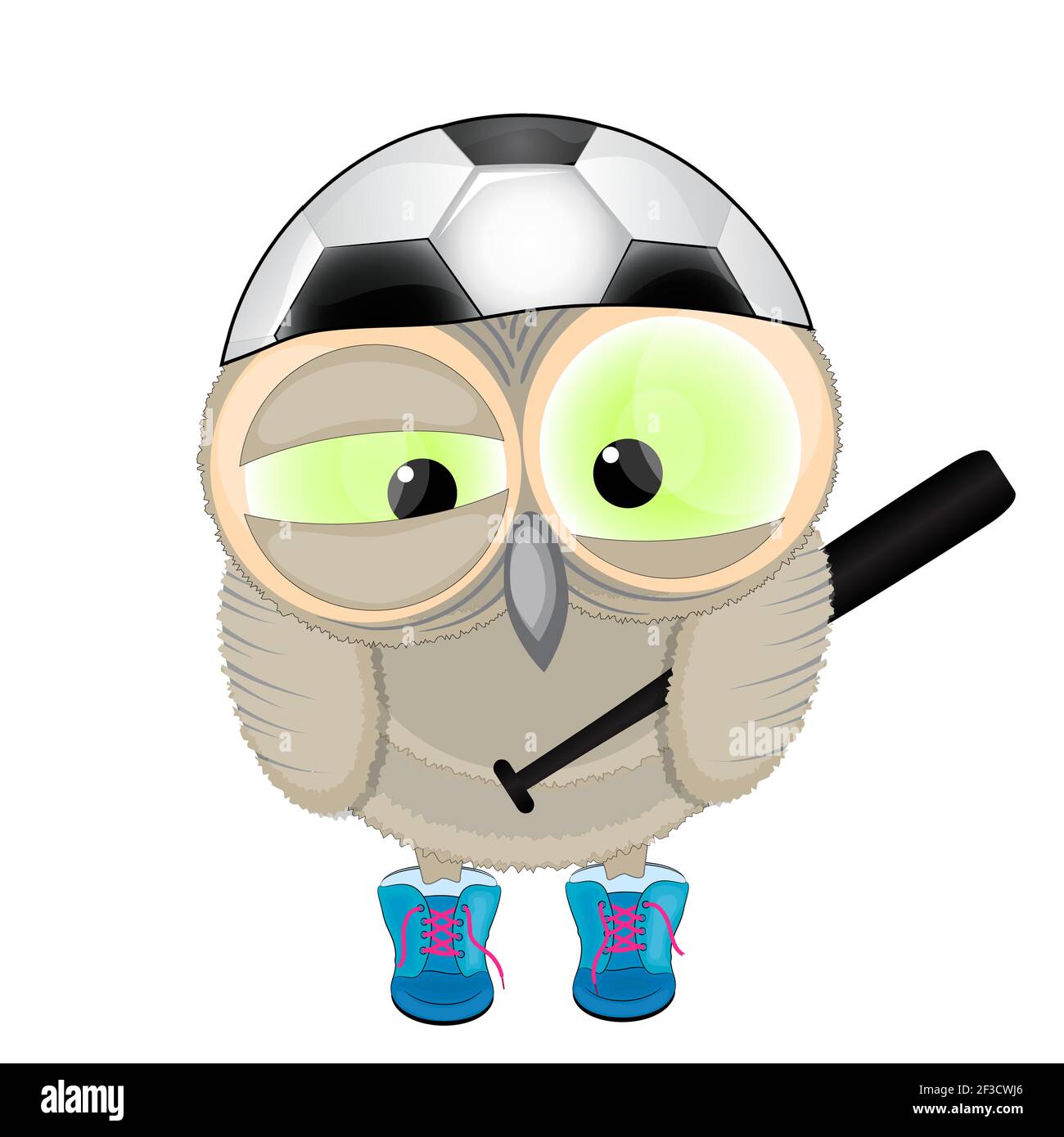 Petit hibou avec une batte de baseball. Illustration vectorielle. Illustration de Vecteur