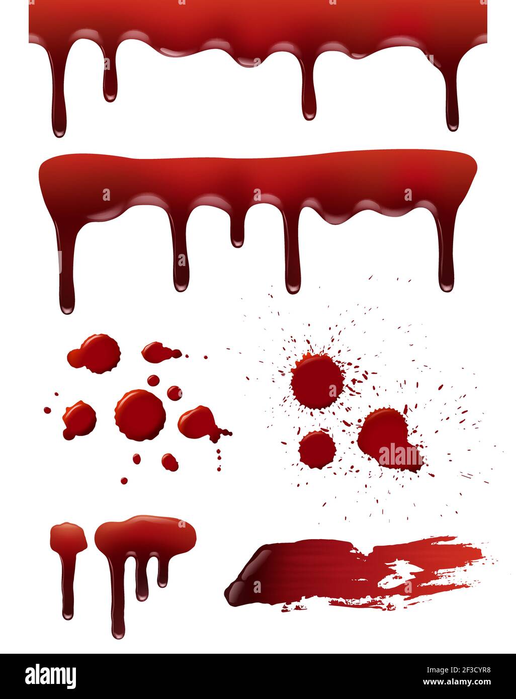 Gouttes de sang. Symboles de mort d'horreur éclaboussures sanglantes liquide éclaboussures vecteur collection réaliste Illustration de Vecteur