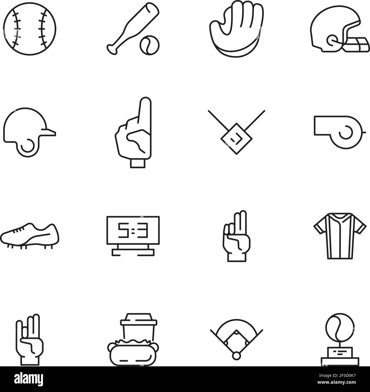 Icône du baseball. Sport american native game symbols ball field gant vector base-ball set collection Illustration de Vecteur