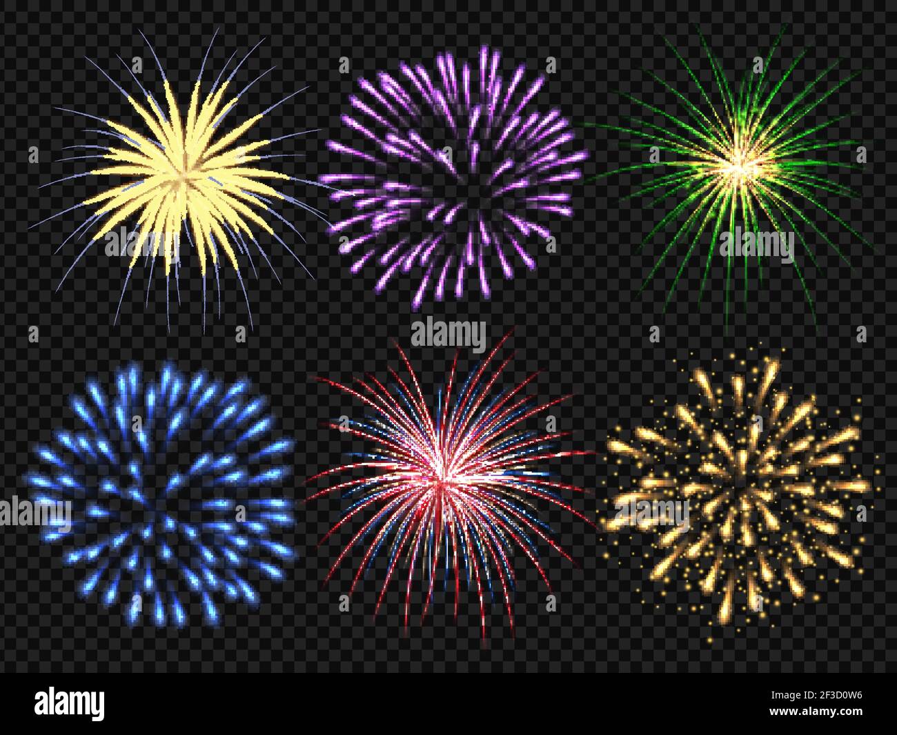 Explosion De Feux D Artifice Fete D Anniversaire Big Bang Festive Vecteur Etincelant Collection De Feux D Artifice Realistes Image Vectorielle Stock Alamy