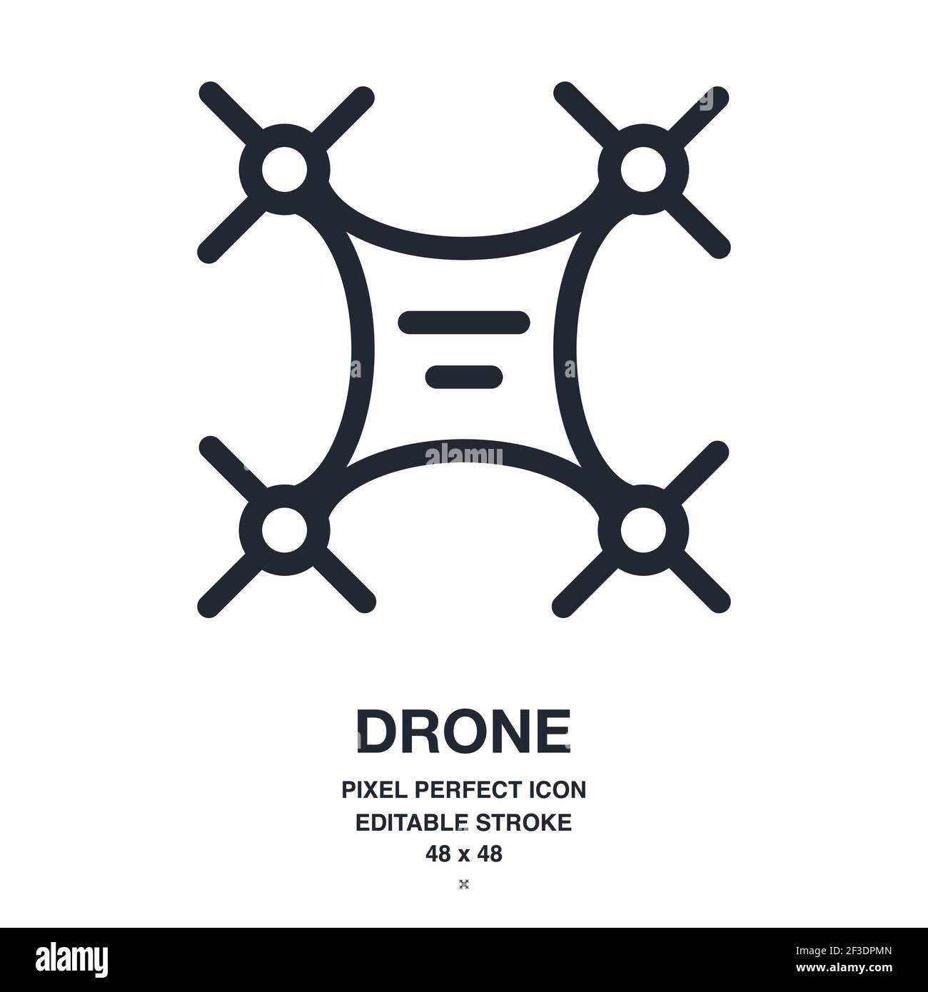 Icône de contour de drone modifiable isolée sur une illustration vectorielle d'arrière-plan blanche. Pixel parfait. 48 x 48. Illustration de Vecteur