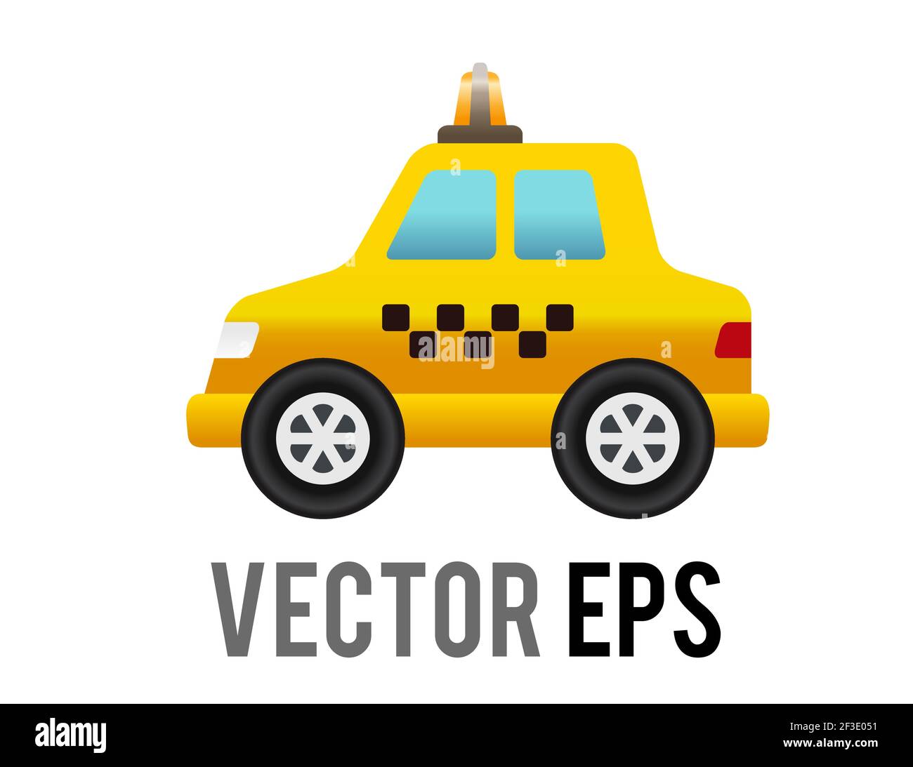 Le côté vectoriel isolé de l'icône de voiture de taxi de ville de yellowCab avec fenêtre bleue en dégradé Illustration de Vecteur