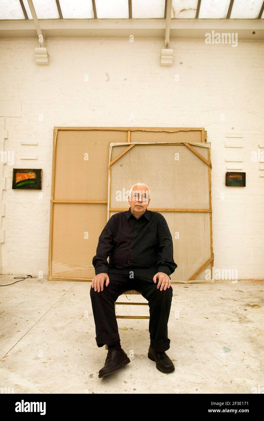 L'artiste Howard Hodgkin dans son studio dans le centre de Londres. pic David Sandison Banque D'Images