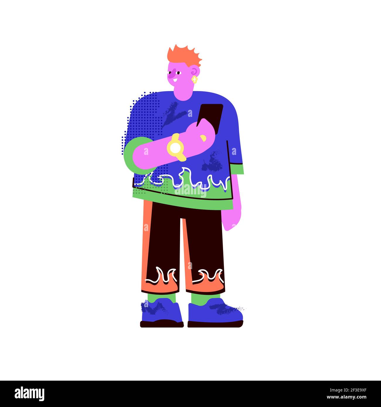 Homme plein de corps tendance à la mode debout vecteur Illustration de Vecteur