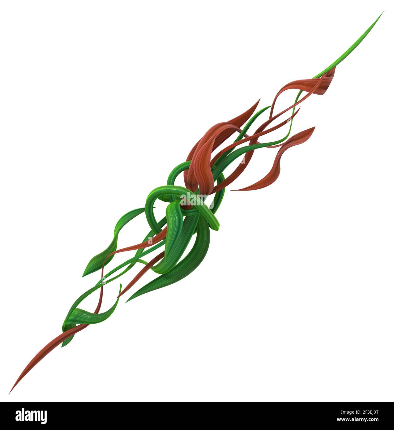 Vigne feuille verte et rouge abstrait, illustration 3d, horizontal, isolé, sur blanc Banque D'Images